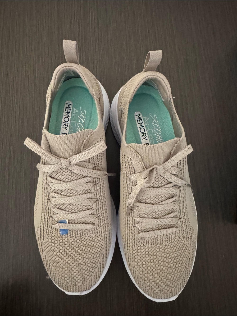 Skechers Women’s Beige Knit Lace-Up Sneakers